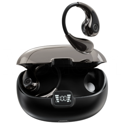 YX48 Auriculares con gancho para la oreja de metal galvanizado brillante, estilo lujoso y ligero. Con reducción de ruido de llamada ENC.